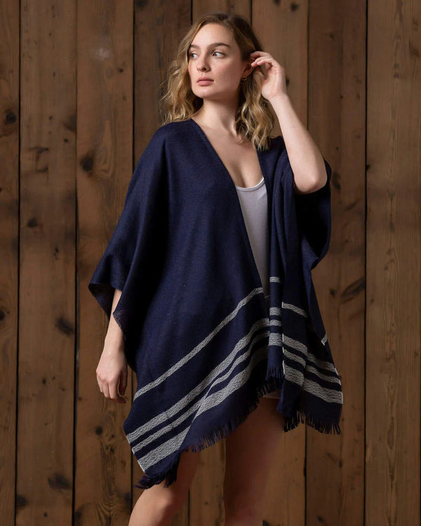 Alicia Adams Albaca sail kimono, womens alpaca kimono, alpaca kimono, womens kimono cardigan, 100 alpaca kimono, navy and ivory sail kimono