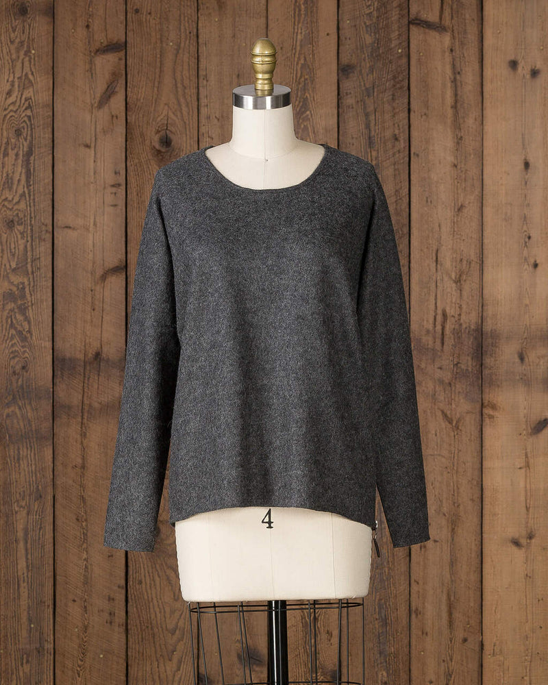 Alicia Adams Alpaca Verbier Side Zip, alpaca sweaters womens, alpaca clothing, baby alpaca sweater, alpaca vs cashmere, charcoal grey alpaca sweater