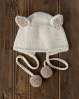 Alicia Adams Alpaca Bunny Hat, alpaca baby clothes, baby alpaca hat, alpaca clothing kids, alpaca winter hats, ivory and taupe alpaca baby hat
