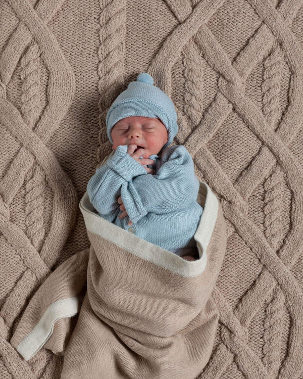 Alicia Adams Alpaca Newborn Set, alpaca gifts, alpaca baby clothes, alpaca hat, baby alpaca sweater, alpaca clothing, light blue alpaca newborn set