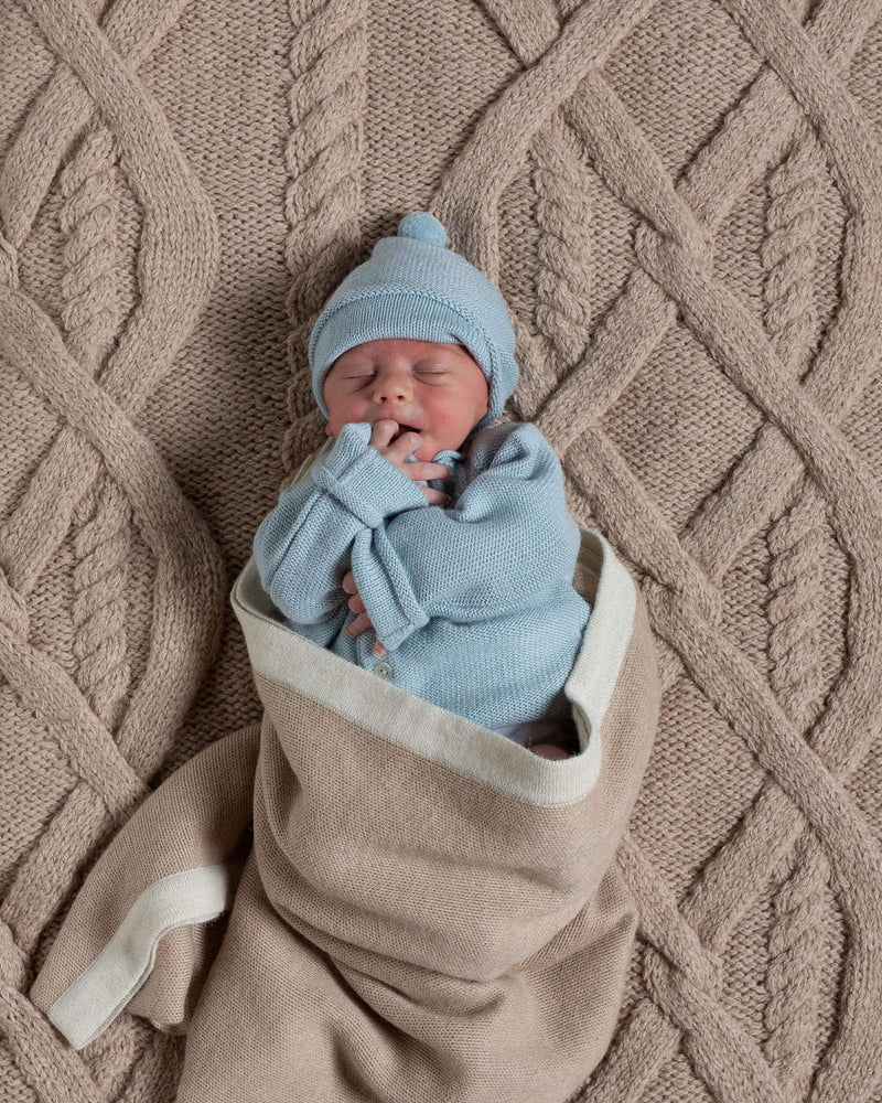 Alicia Adams Alpaca Newborn Set, alpaca gifts, alpaca baby clothes, alpaca hat, baby alpaca sweater, alpaca clothing, light blue alpaca newborn set