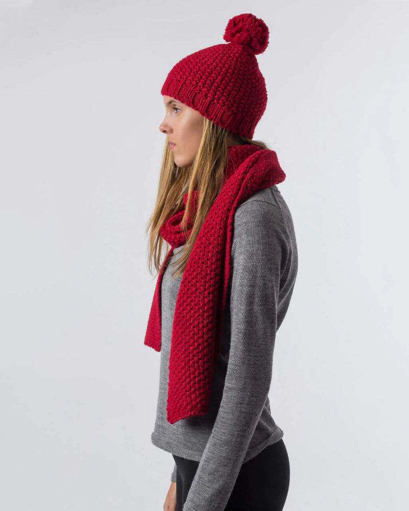 alicia adams alpaca whistler hat, womens beanie hat, alpaca beanie hat, all fair-trade made hat, alpaca vs cashmere, scarlet red alpaca hat