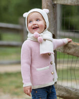 Alicia Adams Alpaca Baby Scarf & Bunny Hat, baby alpaca scarf, alpaca hat, 100 alpaca scarf, alpaca baby gifts, ivory and pink powder alpaca scarf & hat