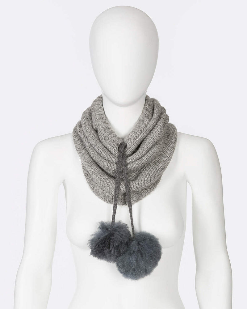 Alicia Adams Alpaca Alpina Snood, alpaca scarf, alpaca accessories, alpaca gifts, baby alpaca scarf, alpaca vs cashmere, light grey and grey alpina snood