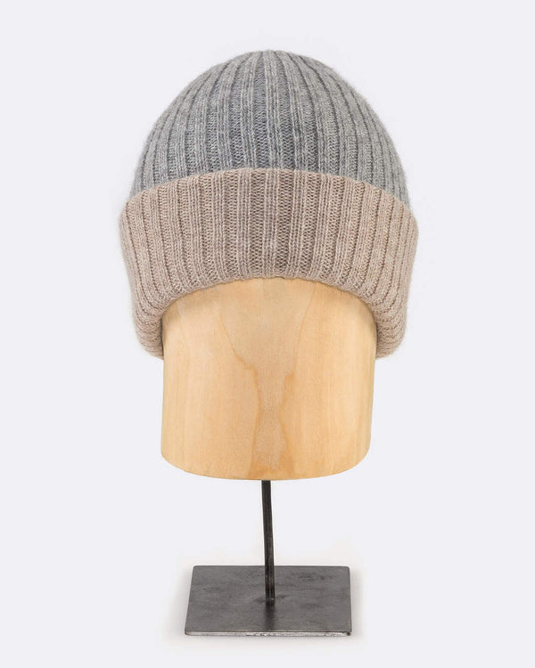 Alicia Adams Alpaca Reversible Hat for Women, 100 alpaca hat, 100 baby alpaca beanie hat, baby alpaca hat, light taupe and light grey baby alpaca hat