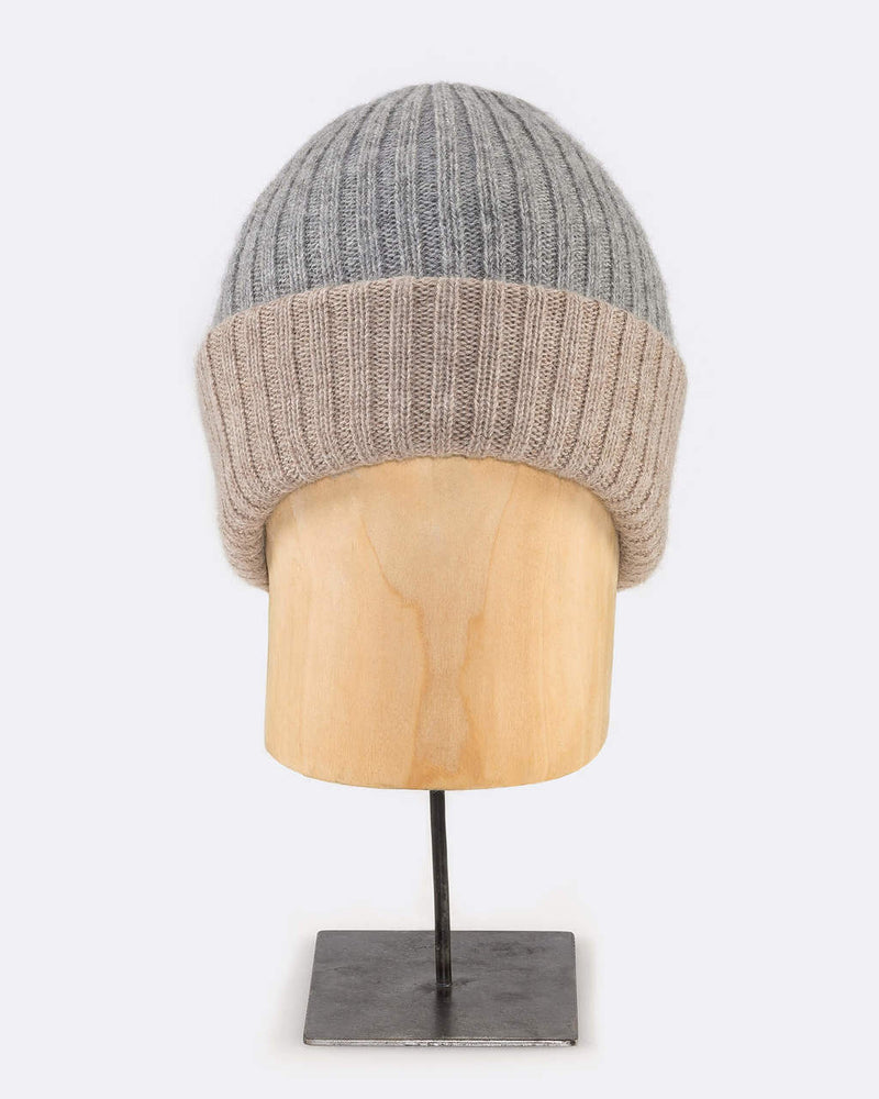 Alicia Adams Alpaca Reversible Hat for Women, 100 alpaca hat, 100 baby alpaca beanie hat, baby alpaca hat, light taupe and light grey baby alpaca hat