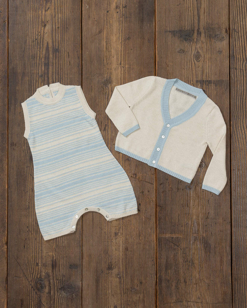 Alicia Adams Alpaca Samie Onesie and Cardigan set, ultimate gift for baby and mommy, baby alpaca onesie, light blue and ivory baby alpaca clothing set