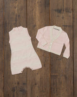Alicia Adams Alpaca Samie Onesie and Cardigan set, ultimate gift for baby and mommy, baby alpaca onesie, light pink and ivory baby alpaca clothing set