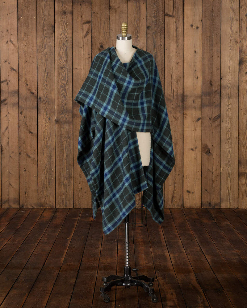 Alicia Adams Alpaca Aberdeen alpaca cape, alpaca cape, women's plaid alpaca cape, plaid alpaca poncho, velvet green and indigo plaid Baby Alpaca Cape