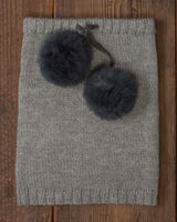 Alicia Adams Alpaca Alpina Snood, alpaca scarf, alpaca accessories, alpaca gifts, baby alpaca scarf, alpaca vs cashmere, light grey and grey alpina snood
