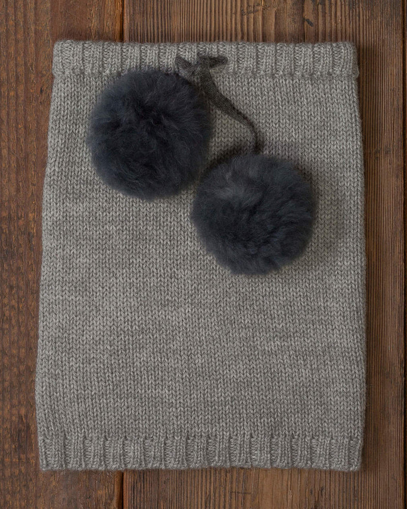 Alicia Adams Alpaca Alpina Snood, alpaca scarf, alpaca accessories, alpaca gifts, baby alpaca scarf, alpaca vs cashmere, light grey and grey alpina snood
