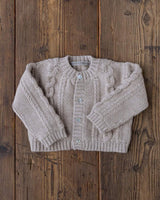 Alicia Adams Alpaca Favorite Cardigan, alpaca sweater for children, kids alpaca cardigan, cable knit childrens sweater, light taupe alpaca cardigan