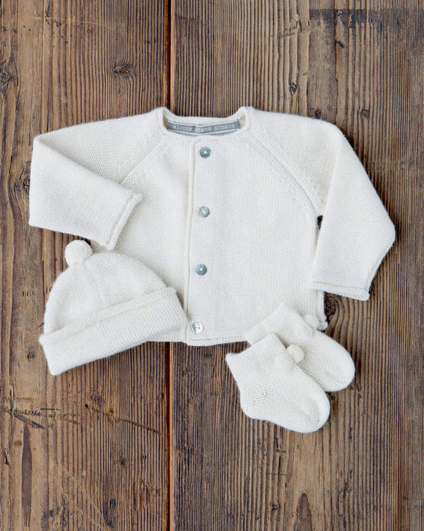Alicia Adams Alpaca Newborn Set, alpaca gifts, alpaca baby clothes, alpaca hat, baby alpaca sweater, alpaca clothing, ivory white alpaca newborn set