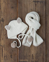 Alicia Adams Alpaca Baby Scarf & Bunny Hat, baby alpaca scarf, alpaca hat, 100 alpaca scarf, alpaca baby gifts, ivory and taupe alpaca scarf & hat