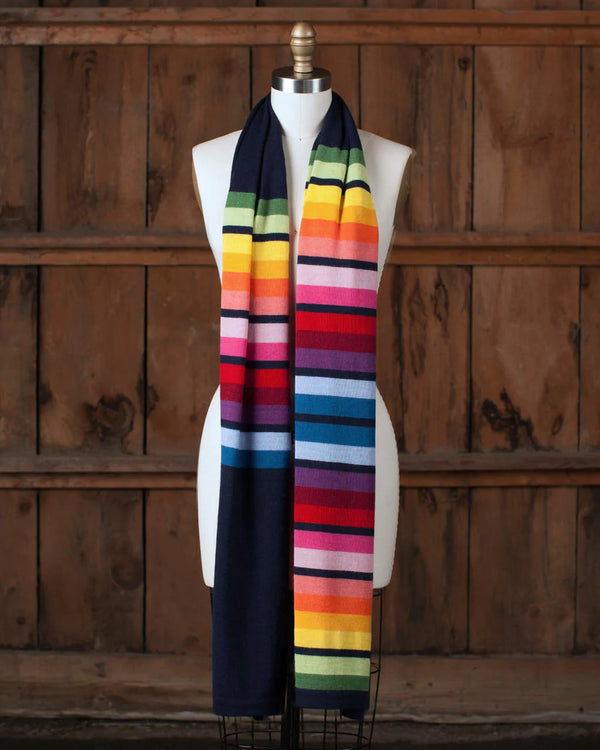 Alicia Adams Alpaca Rainbow Scarf, 100 alpaca scarf, alpaca scarf mens, pride gifts, alpaca scarf womens, alpaca scarf peru, rainbow alpaca scarf