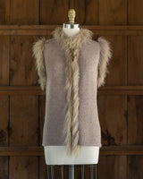 Alicia Adams Alpaca Fur Trimmed Vest, alpaca fur vest, 100 baby alpaca, alpaca sweater, alpaca sweaters womens, taupe alpaca fur trimmed vest