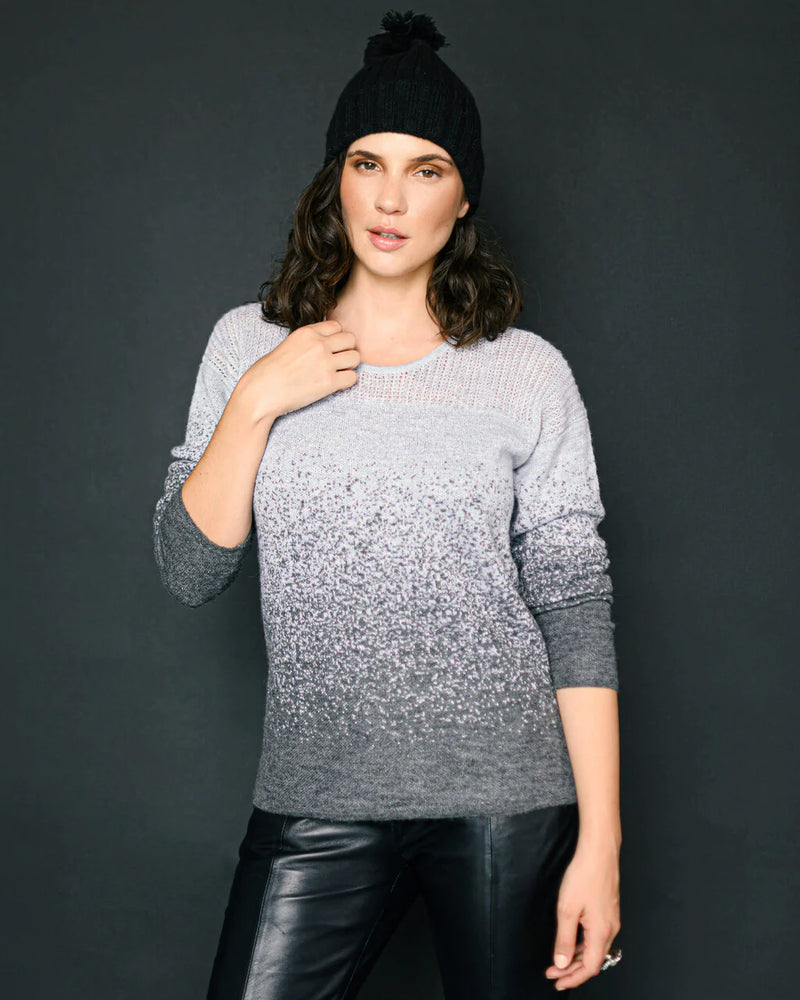 alicia adams alpaca colette sweater, 100 baby alpaca sweater, alpaca sweater, alpaca sweater, alpaca sweater peru, light grey and grey alpaca sweater