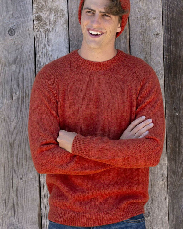 Alicia Adams Alpaca Mens Crew Neck Sweater, mens alpaca wool sweater, alpaca sweater mens, alpaca clothing, alpaca sweater,  rust alpaca crew neck sweater