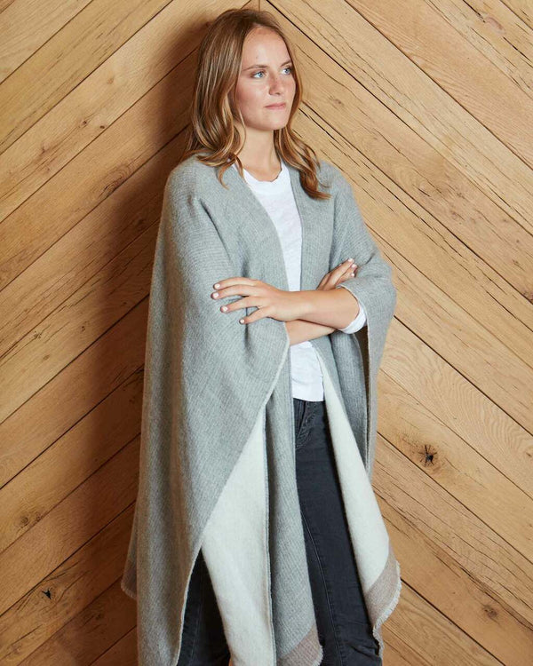 Alicia adams alpaca empire cape, alpaca poncho cape for women, alpaca poncho, womens alpaca poncho, alpaca vs cashmere, light grey taupe ivory womens cape