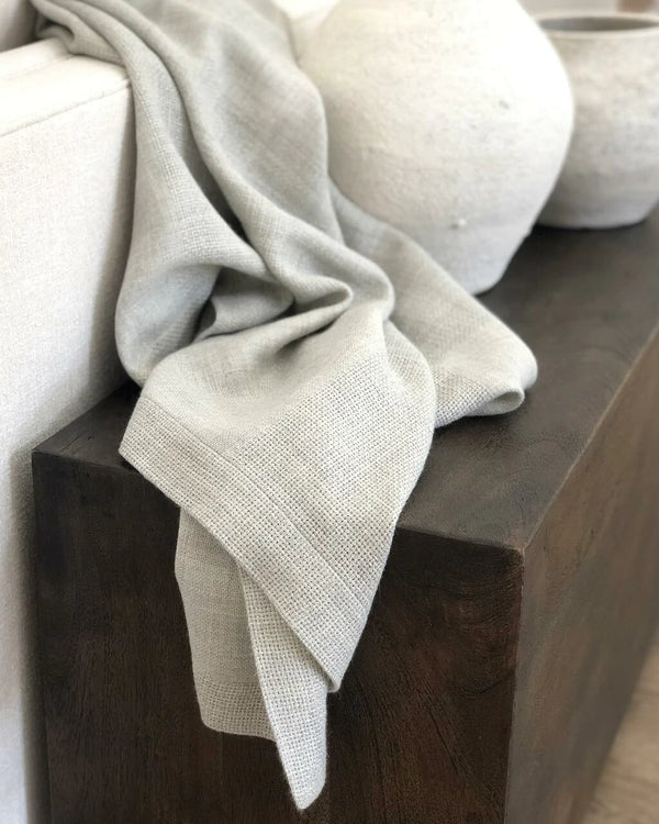Alicia Adams Alpaca Ibiza Throw, alpaca throw blanket, alpaca throw, fair trade alpaca bedding, alpaca vs cashmere, pearl grey alpaca throw