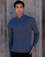 Alicia Adams Alpaca Leo Zip Sweater, mens alpaca sweater, mens zip cardigan, 100 alpaca sweater mens, alpaca sweater, denim blue alpaca wool sweater