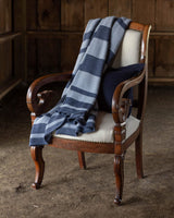 Alicia Adams Alpaca Malibu Throw, lightweight alpaca throw blanket, alpaca throw, alpaca vs cashmere, chambray and denim blue striped alpaca throw