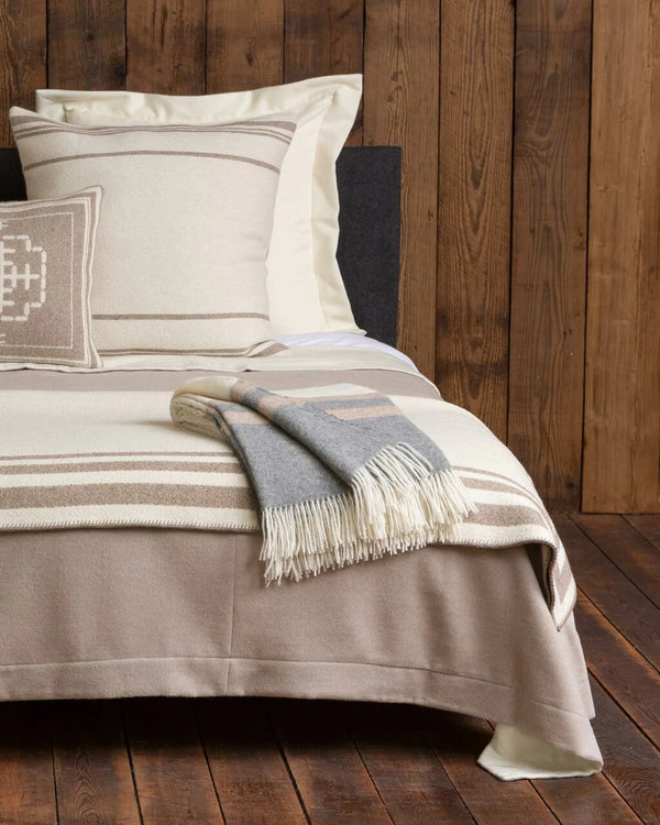 Alicia adams alpaca king hudson blanket, alpaca throw blanket, alpaca bedding, fair trade alpaca blanket, ivory and light taupe alpaca throw blanket