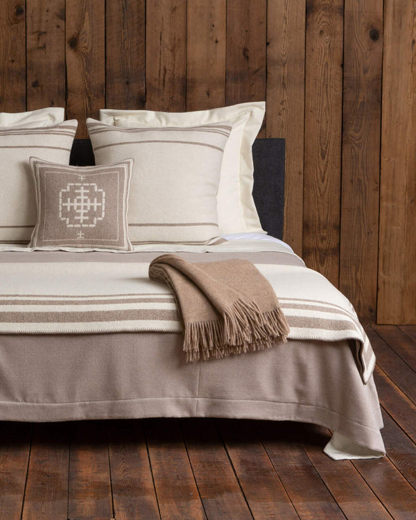 Alicia Adams Alpaca Mazing bedding blanket, queen alpaca bed blanket, alpaca throw blanket, alpaca vs cashmere, tan and cream alpaca blanket
