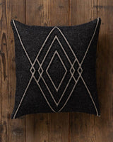 alicia adams alpaca square mystic pillow, alpaca pillow, alpaca throw pillow, alpaca decorative pillow, alpaca vs cashmere, black and light taupe alpaca throw pillow