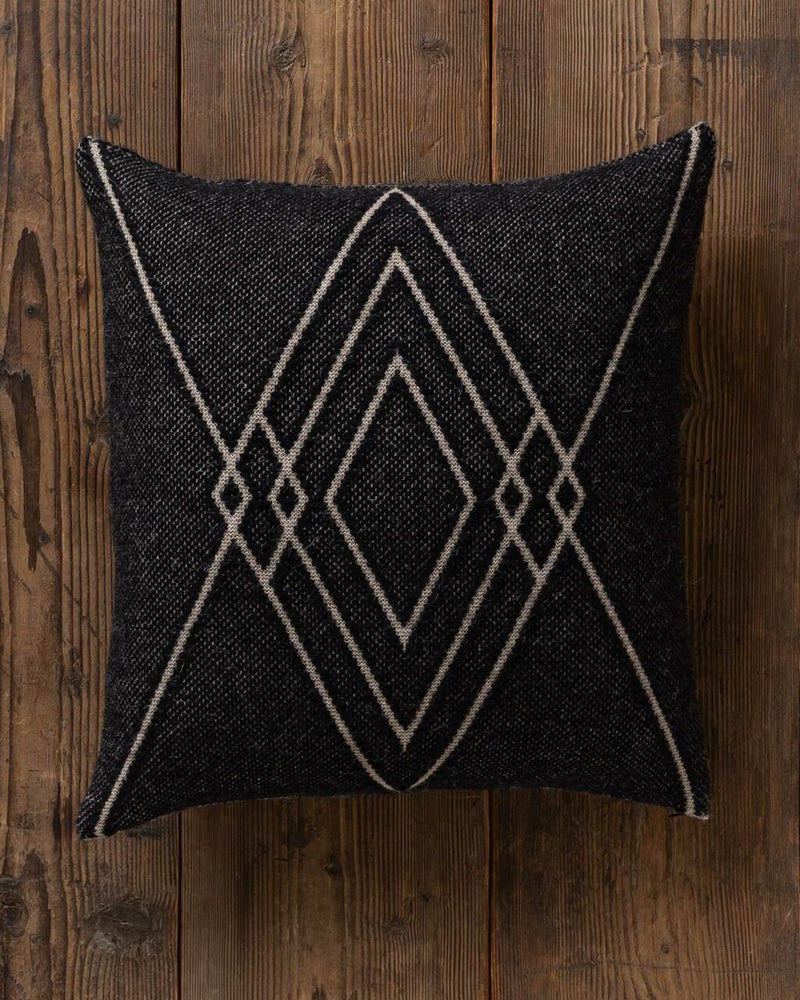 alicia adams alpaca square mystic pillow, alpaca pillow, alpaca throw pillow, alpaca decorative pillow, alpaca vs cashmere, black and light taupe alpaca throw pillow