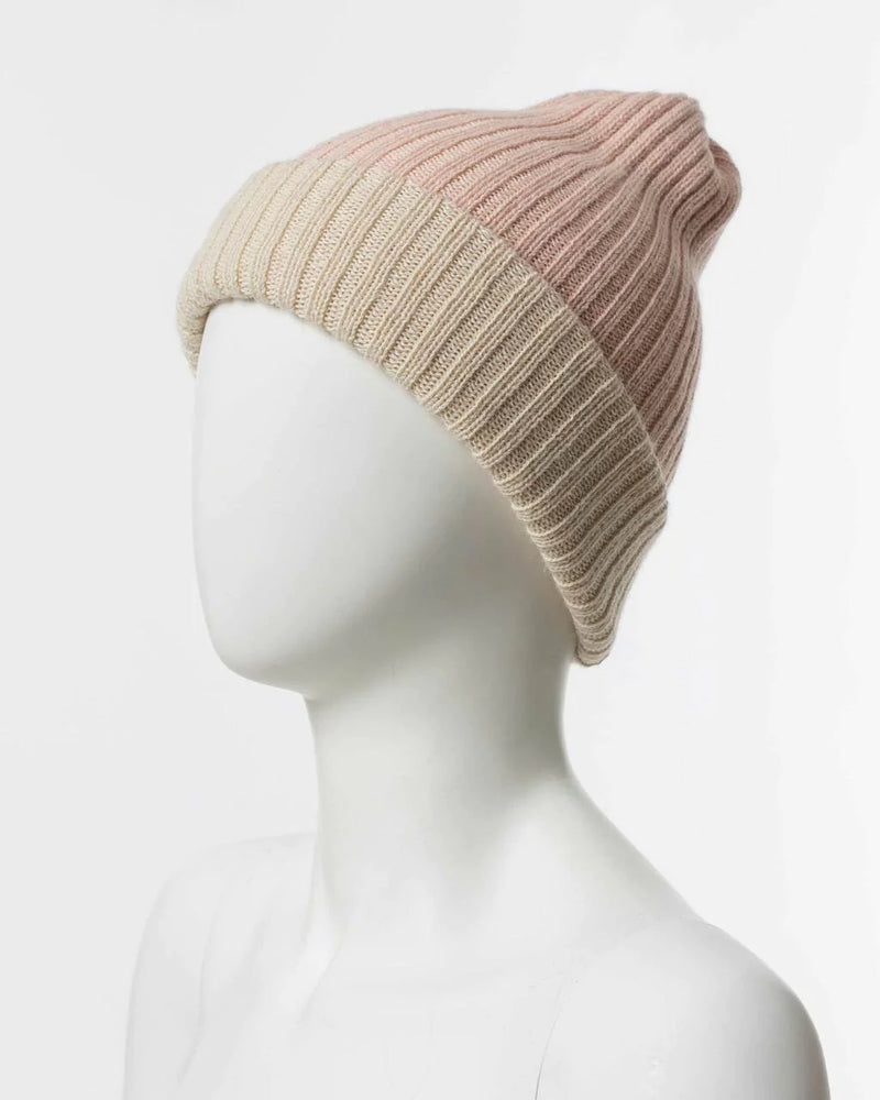 Alicia Adams Alpaca Reversible Hat for Women, 100 alpaca hat, 100 baby alpaca beanie hat, baby alpaca hat, pink powder and ivory baby alpaca hat