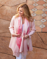 alicia adams alpaca pluma scarf, lightweight alpaca wrap, summer alpaca wrap with feather design, pink womens alpaca scarf