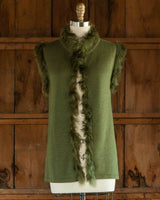 Alicia Adams Alpaca Fur Trimmed Vest, alpaca fur vest, 100 baby alpaca, alpaca sweater, alpaca sweaters womens, hunter green alpaca fur trimmed vest